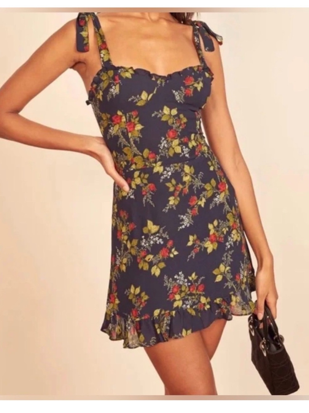 Christine dress-Bordeaux Navy Floral Tie-Shoulder Sundress